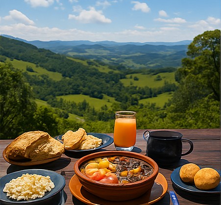 Café da manhã com vista em Gonçalves