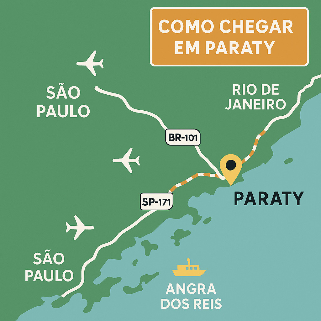 Mapa de acesso a Paraty